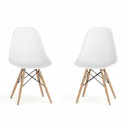 Flash Furniture Elon Series White Plastic Chair with Wooden Legs 2-FH-130-DPP-WH-GG